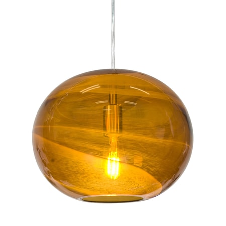 Besa Lighting Geno Cord Pendant, Vapor Amber, Satin Nickel Finish, 1x7W LED Filament 1JT-GENOAM-EDIL-SN